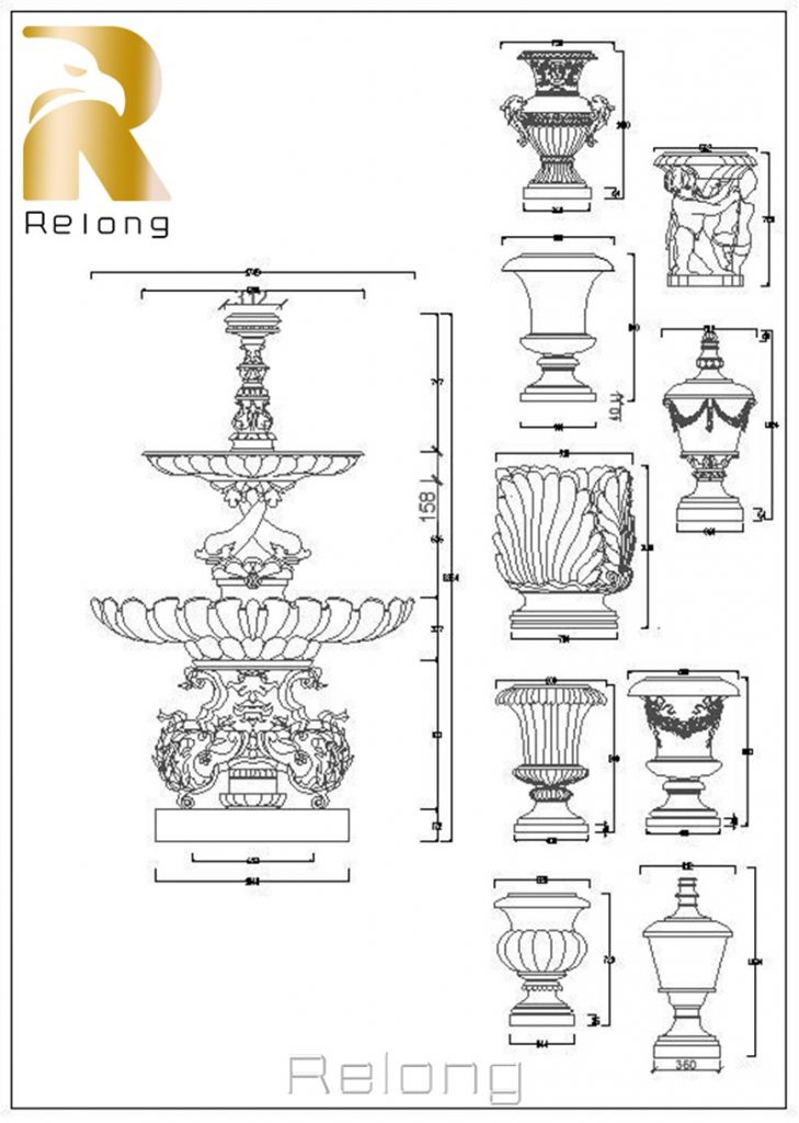 marble fountain drawings-Relong Art Sculpture