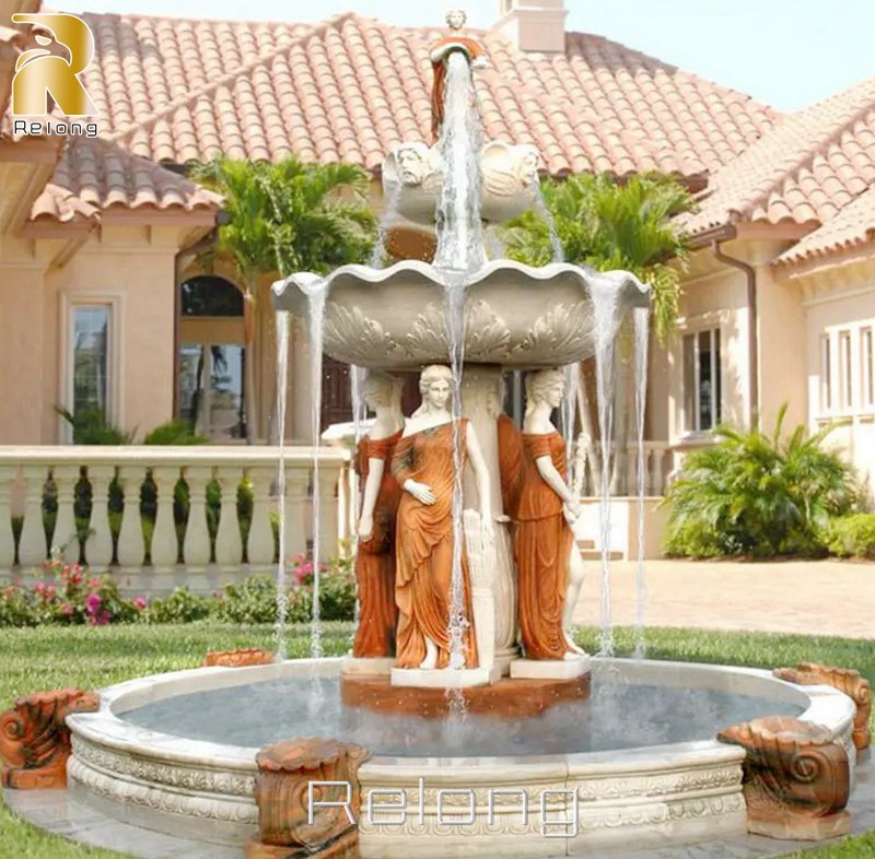 outdoor beautiful white marble fountain for sale-Relong Art Sculpture.