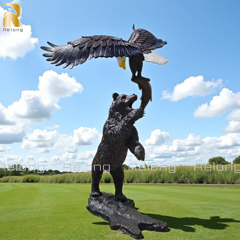 fighting bear and eagle statue