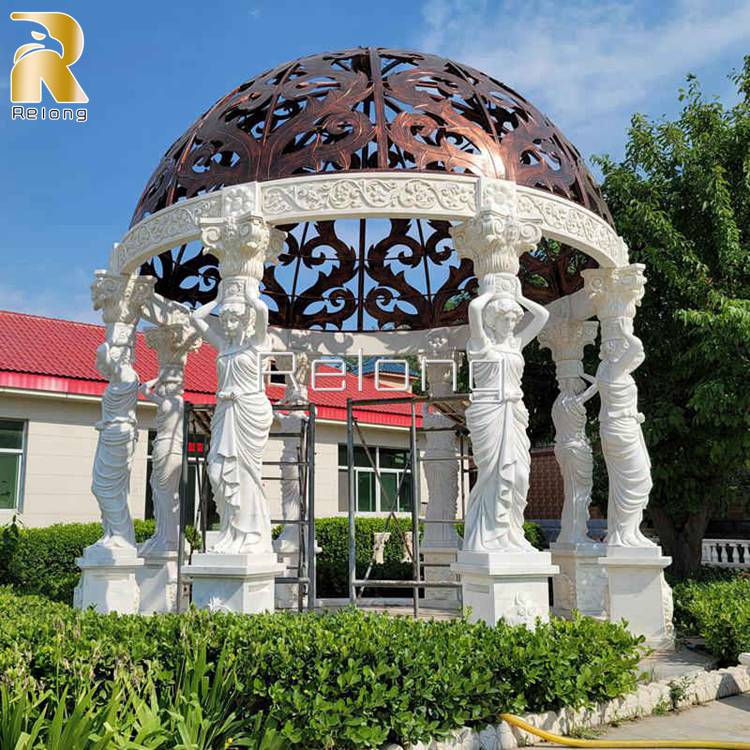hand-carved marble gazebo-Relong Art Sculpture