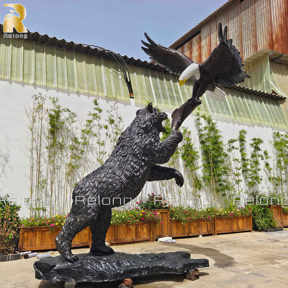 large fighting bear statue