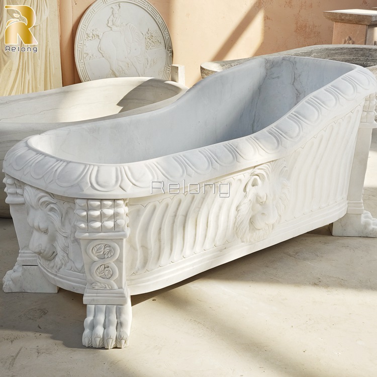 Royal Freestanding White Marble Bathtub for Sale RMBT-001
