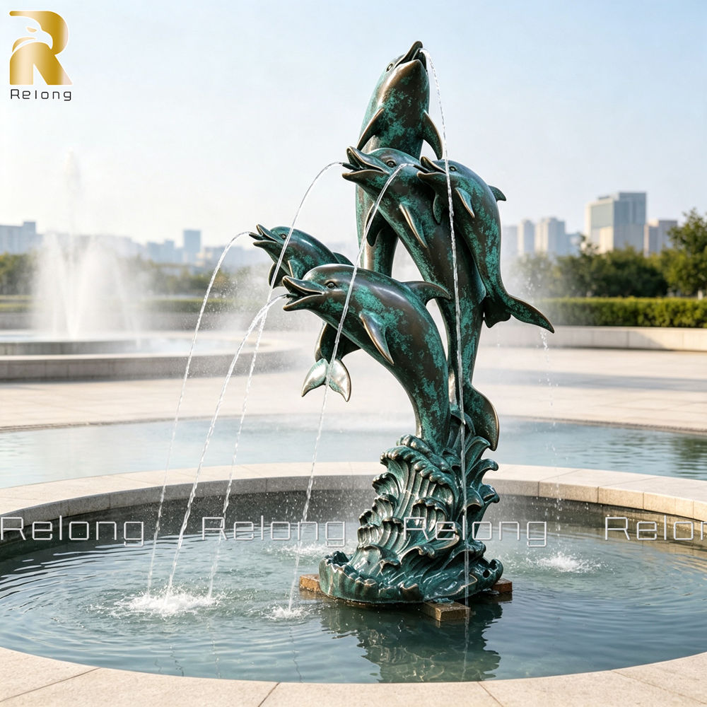 bronze dolphin fountain