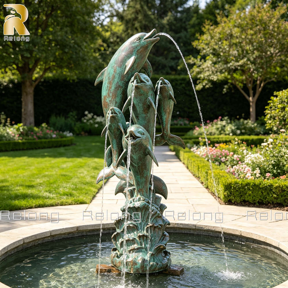 cast bronze dolphin fountain