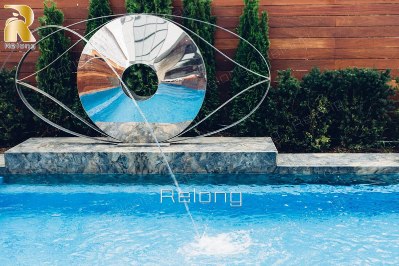 modern stainless steel polished disc sculpture for sale (2)