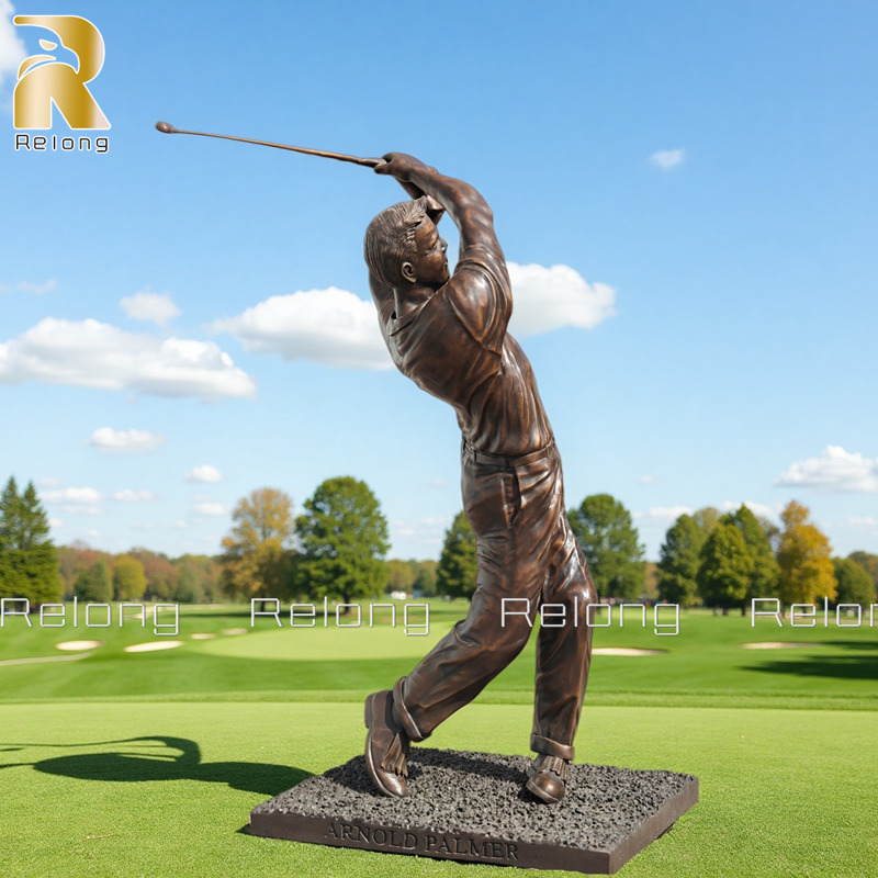 bronze golfer statue