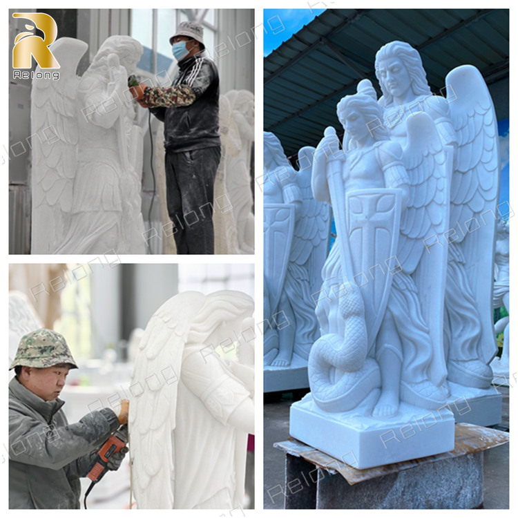 exquisite carving of St. Michael statue