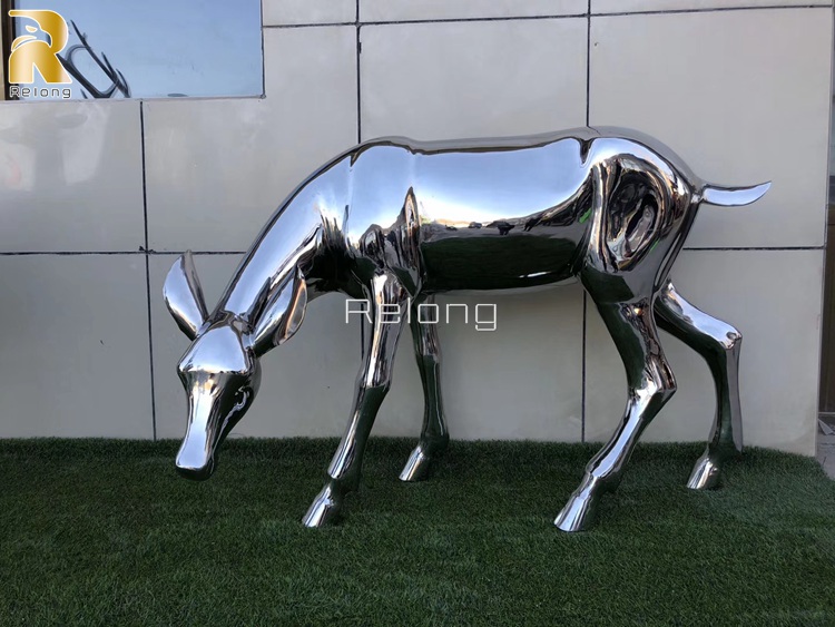 life size metal deer statue-