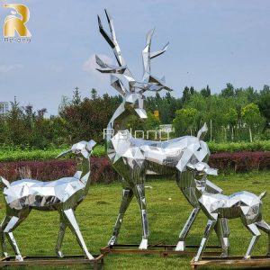 modern stainless steel deer sculpture