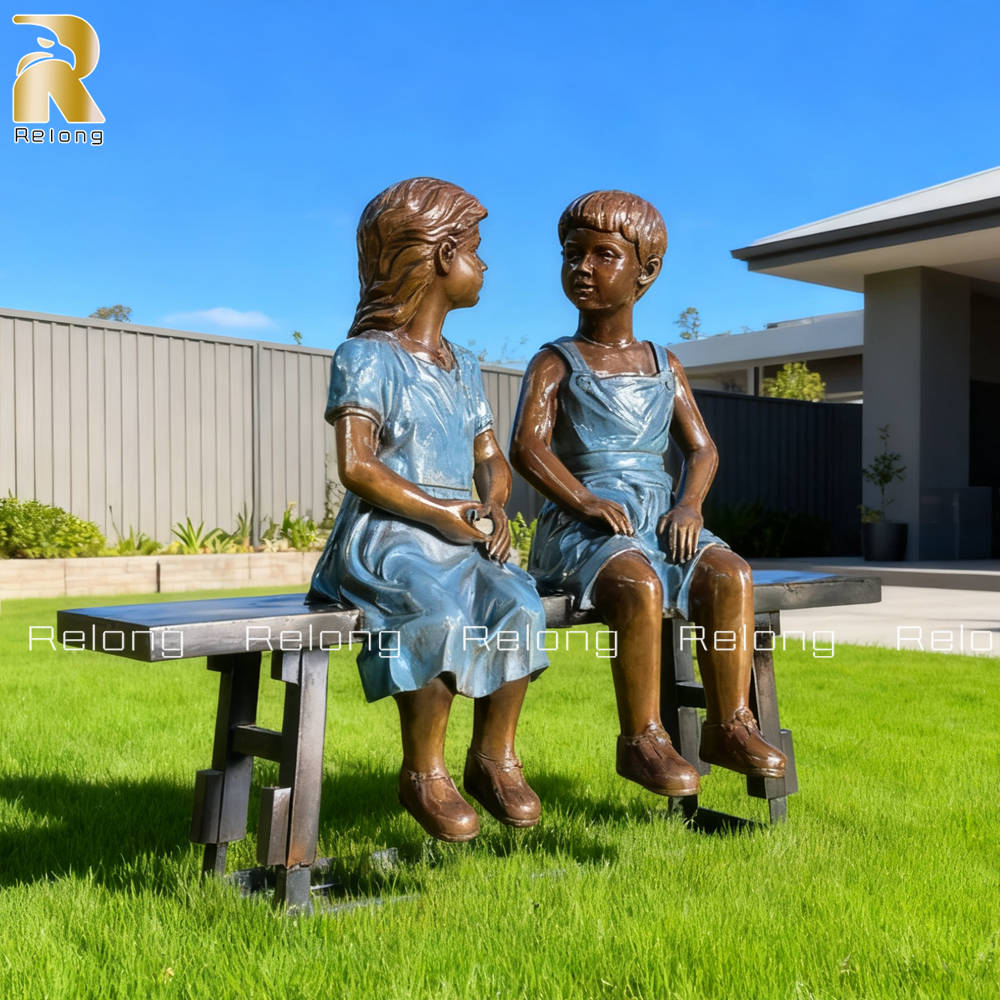 custom boy and girl garden statue