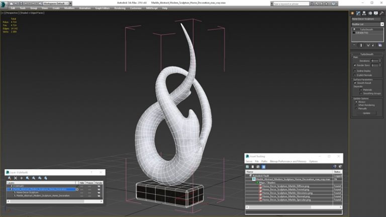 marble abstract modern sculpture 3D drawings