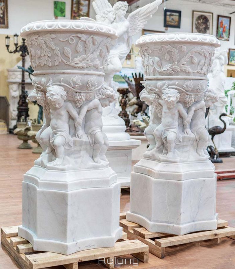 detailed marble flowerpot