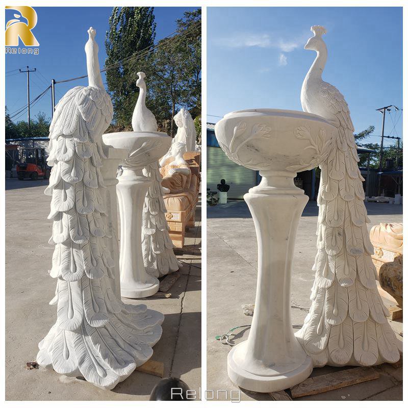 marble flowerpot with hand carved animal sculpture