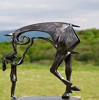 abstract horse and girl statue