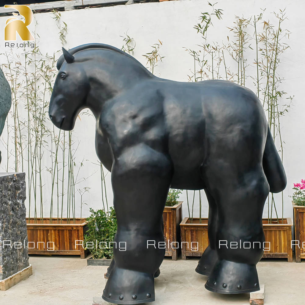 black bronze fat horse sculpture