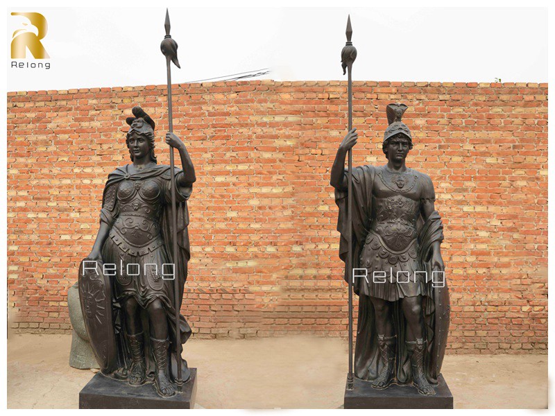 life size pair of bronze warrior statue
