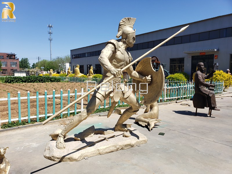 life size spartan warrior bronze statue
