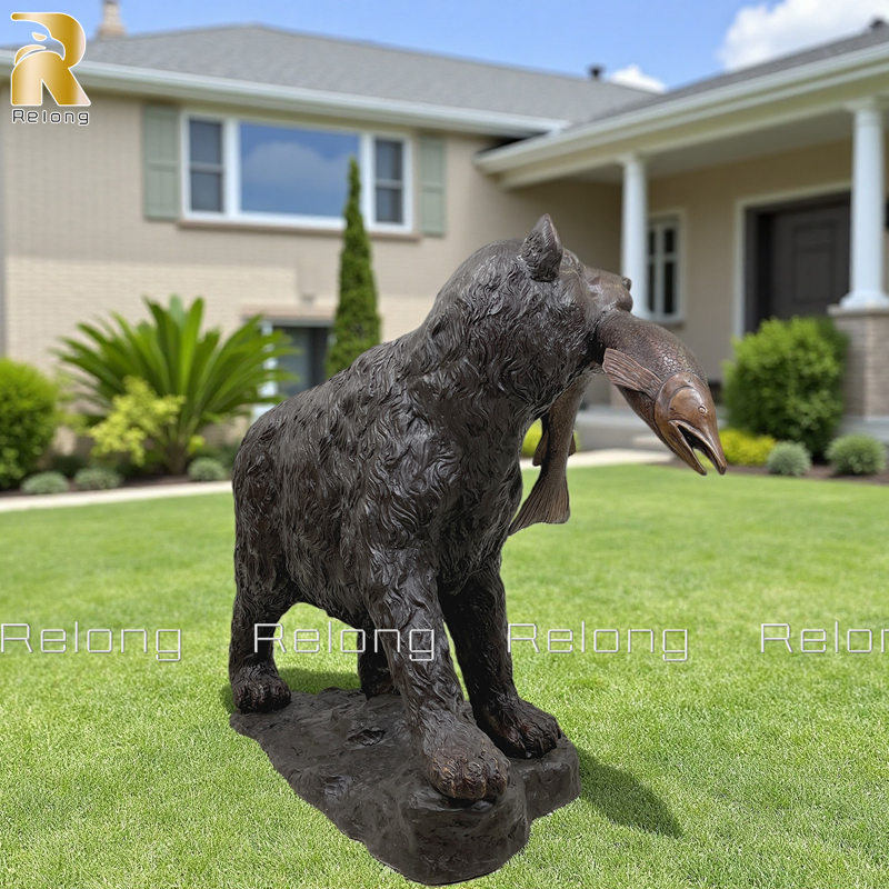 bear and fish statue
