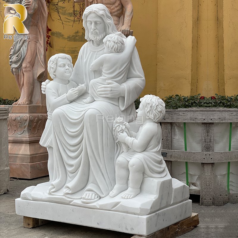 catholic Jesus with children statue-