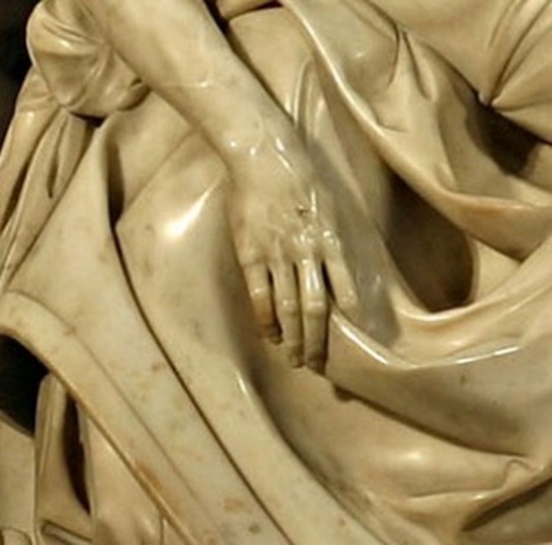 details of pieta michelangelo statue