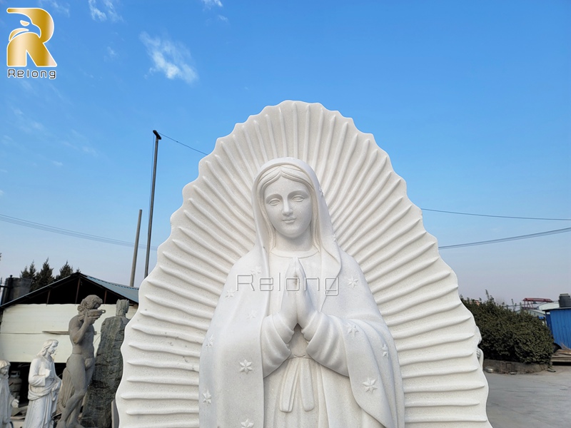 intricate details of our lady of Guadalupe statue