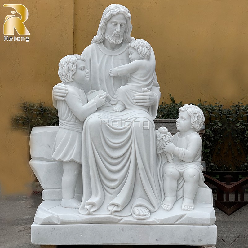 marble Jesus with children statue