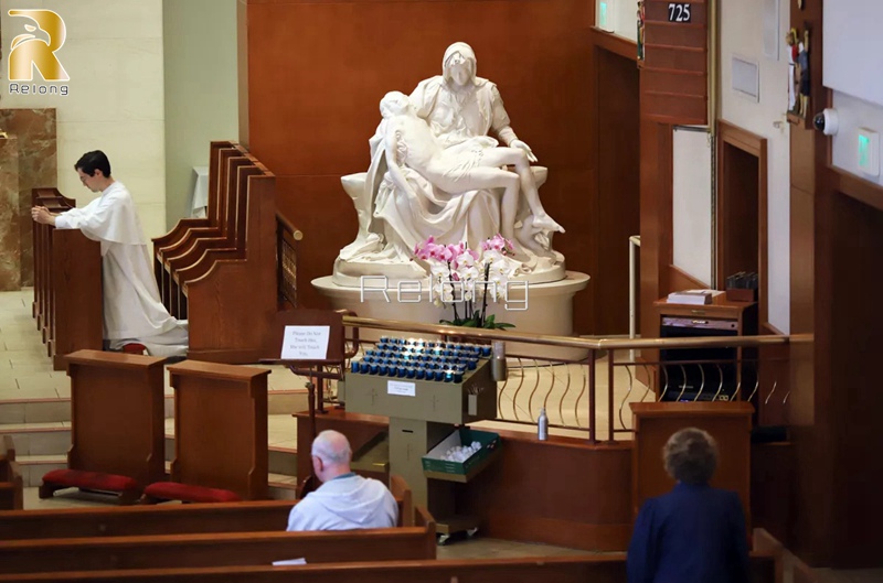 white marble pieta statue