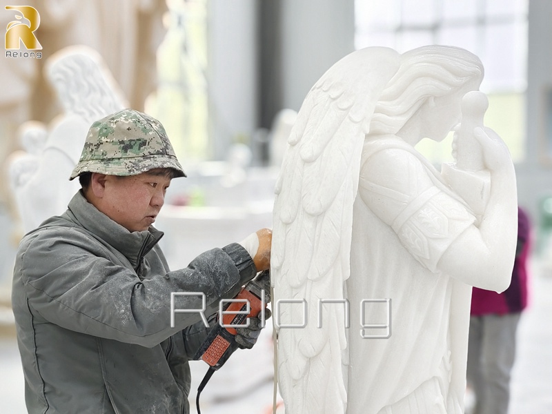 archangel Michael statue carving details
