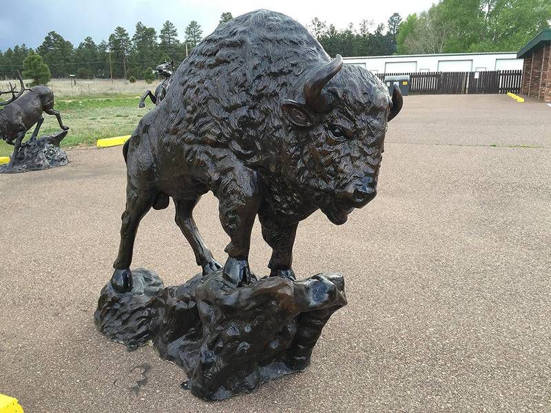 bronze buffalo statue lawn decor