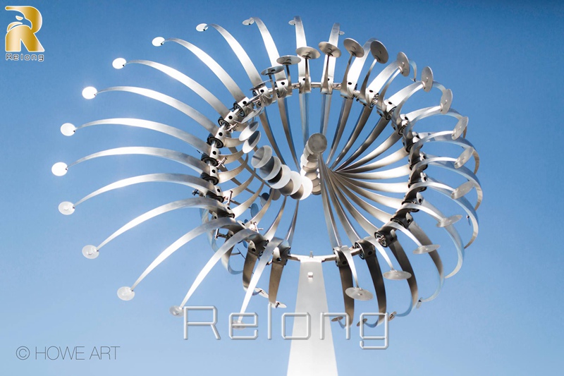 stainless steel kinetic wind sculpture details