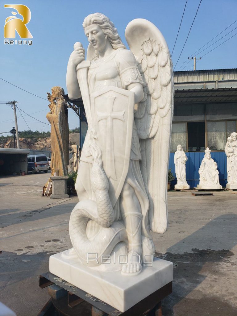 white marble archangel Michael statue for sale
