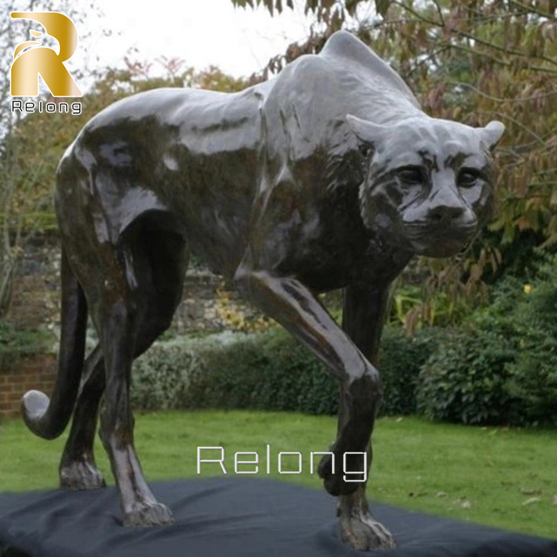 Outdoor-Garden-Decoration-Life-Size-Bronze leopard statue