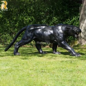 Outdoor-Life-Size-Black-Bronze-Panther-Animal-Statue
