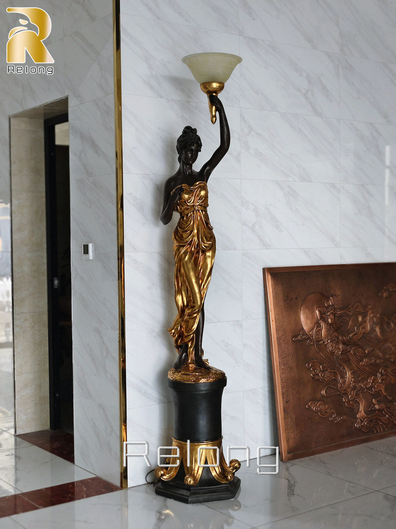 bronze lady statue lamp-1