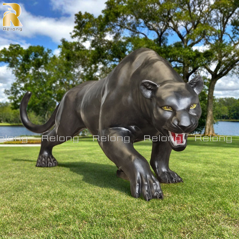 life size bronze leopard sculpture