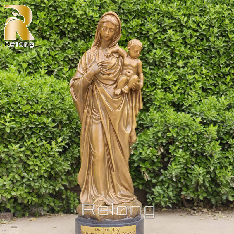 Life Size Bronze Virgin Mary with Baby Jesus Statue RBRMS-002