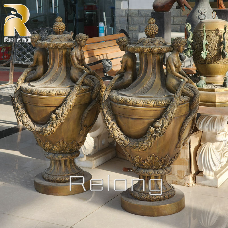 Large Antique Bronze Flower Planters for Sale RBP-001