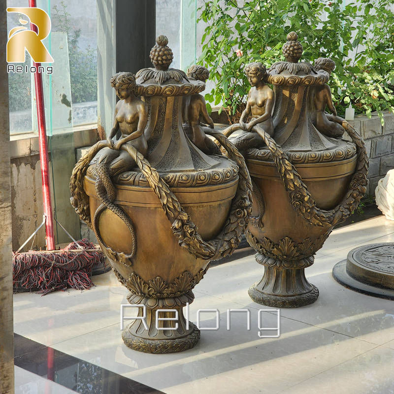 large outdoor bronze planters for garden