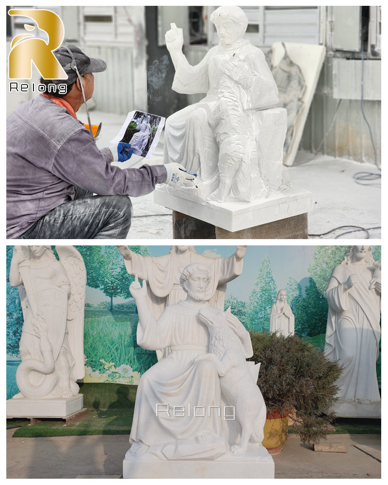 St. Francis statue with wolf