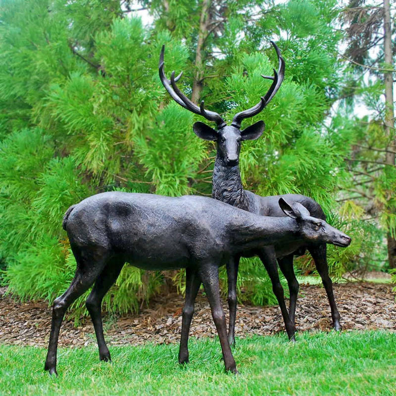 black bronze deer statue
