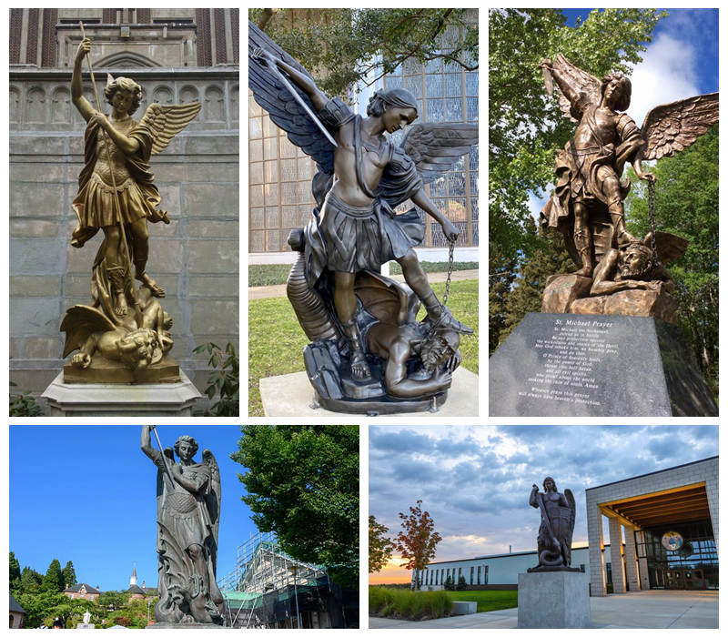 various designs of st Michael statue outdoor