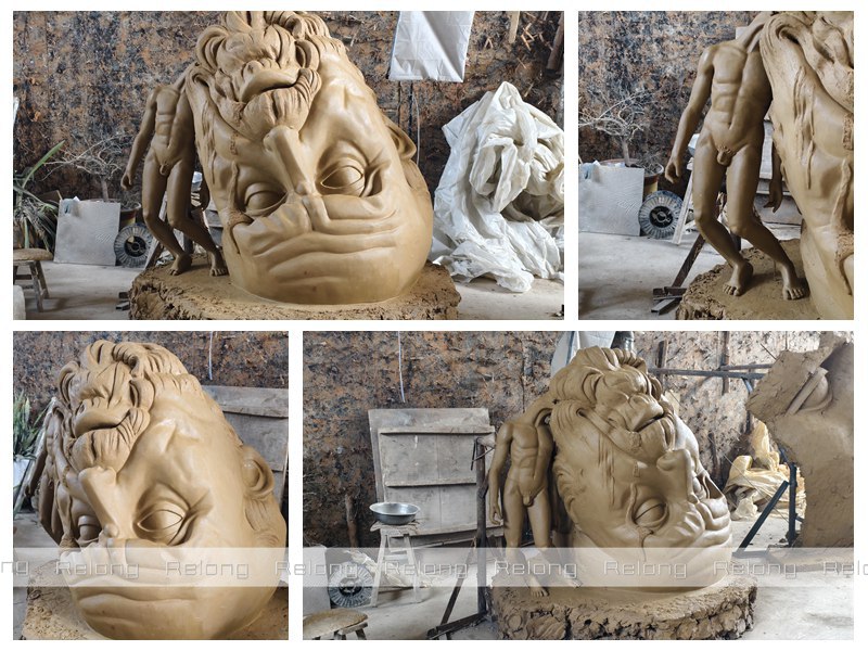 Completed Big Head Sculpture in Relong Factory