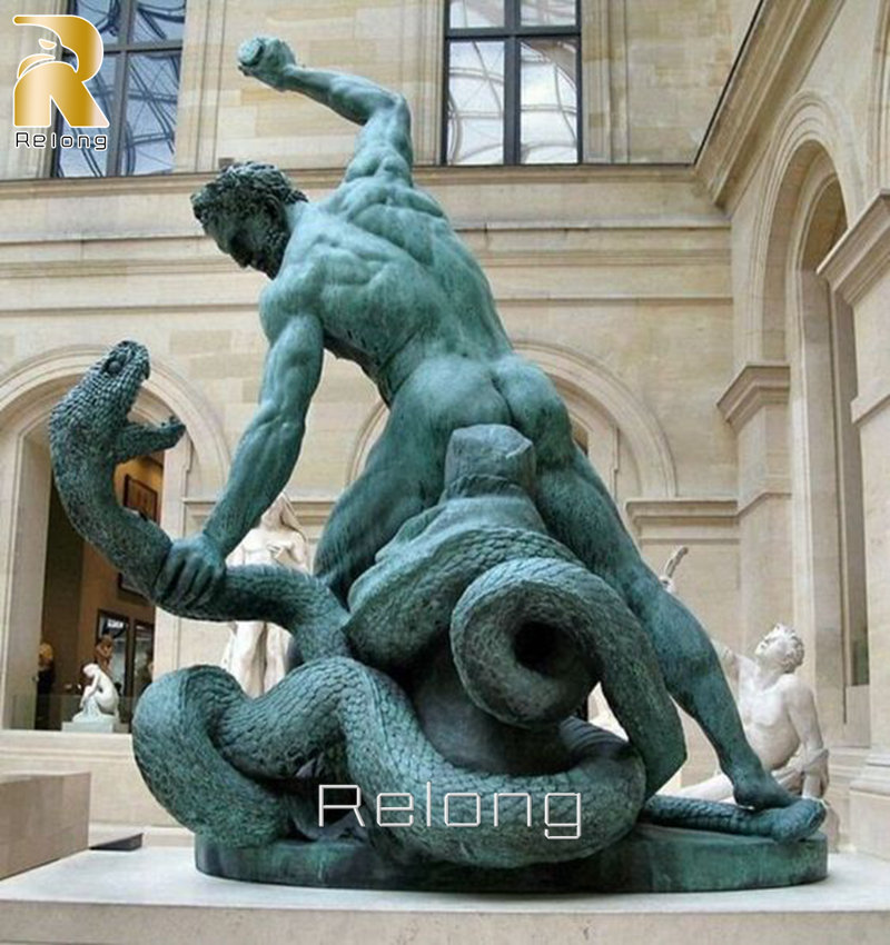 high quality bronze Hercules fighting snake statue
