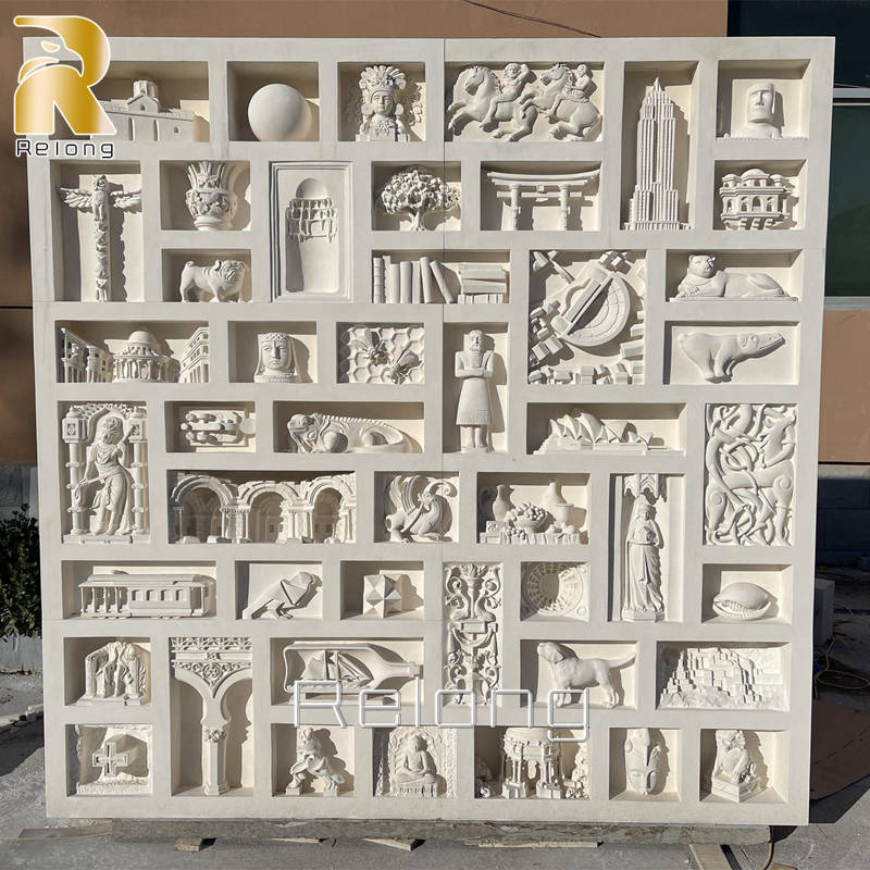 Hand Carved Beige Marble Relief Sculpture RLMR-002