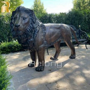 nlife size bronze lion statue