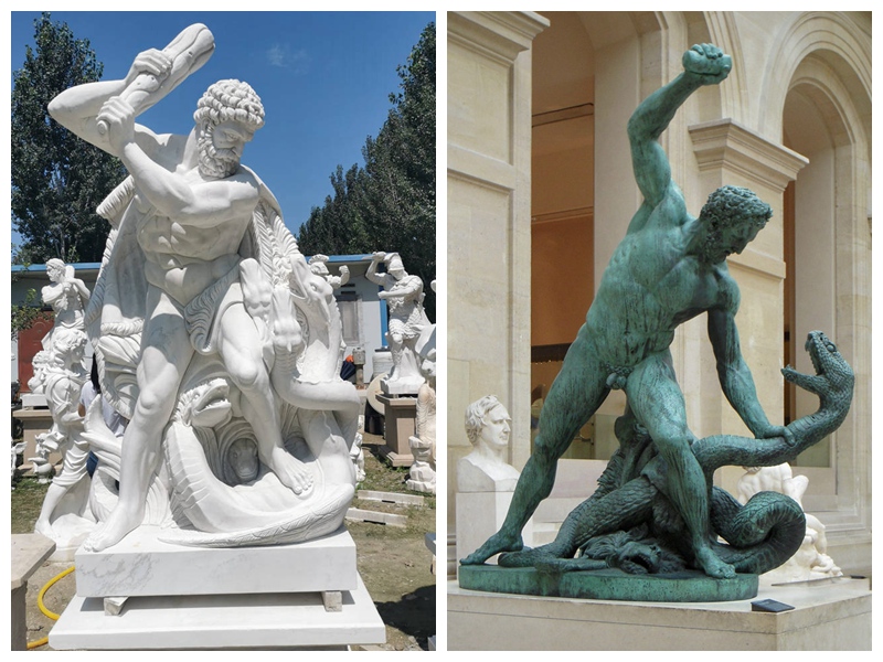 statue of man fighting snake for sale-2