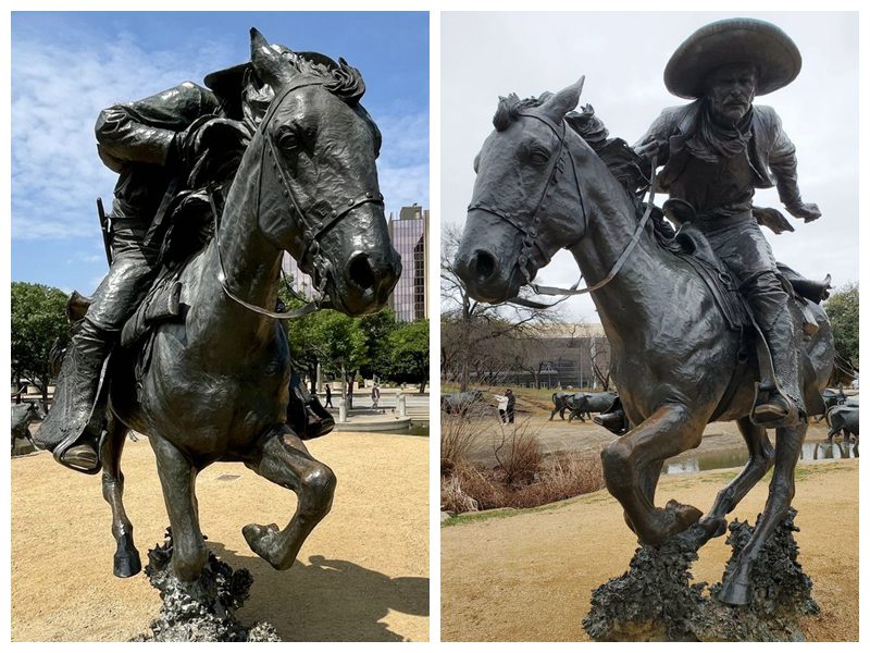 bronze cowboy sculpture details
