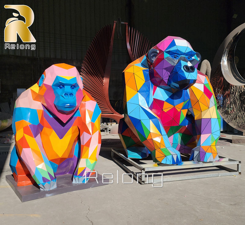 metal geometric gorilla statue