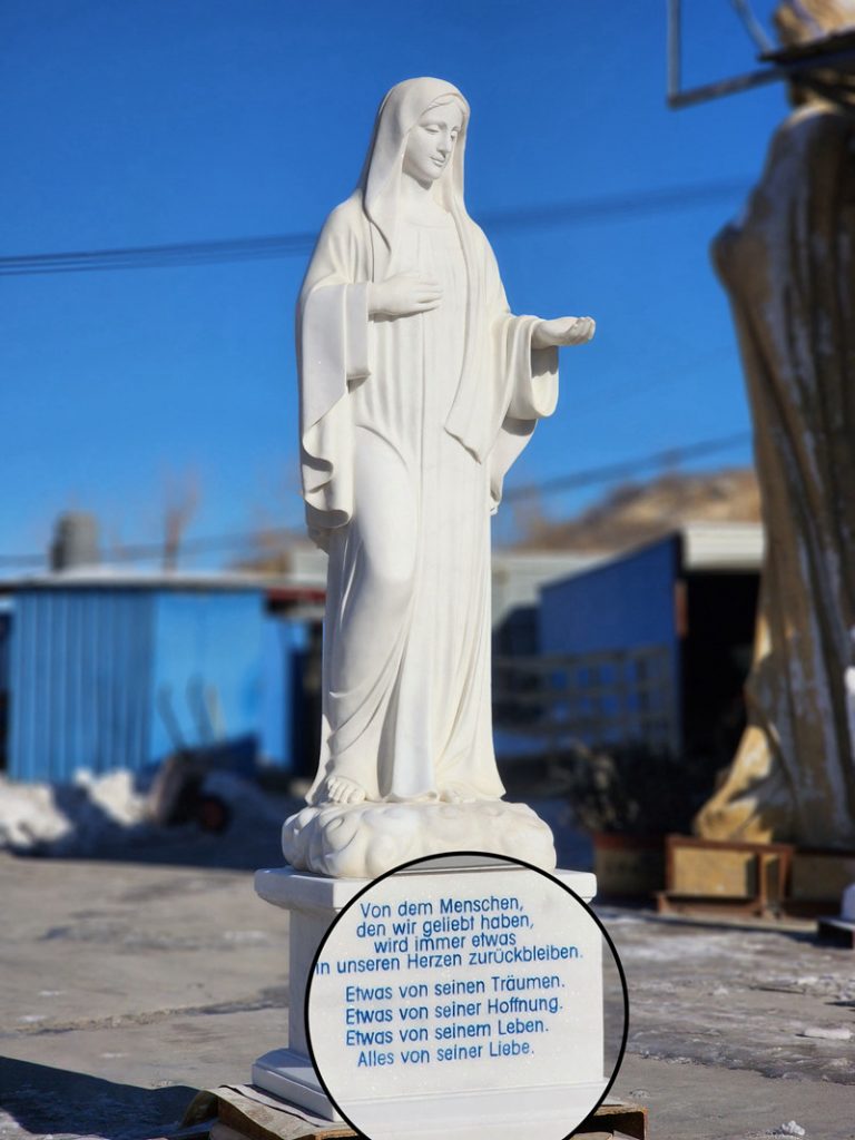 hand carved marble Virgin Mary statue-3