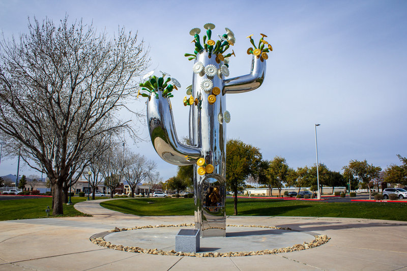 large outdoor metal cactus sculptures